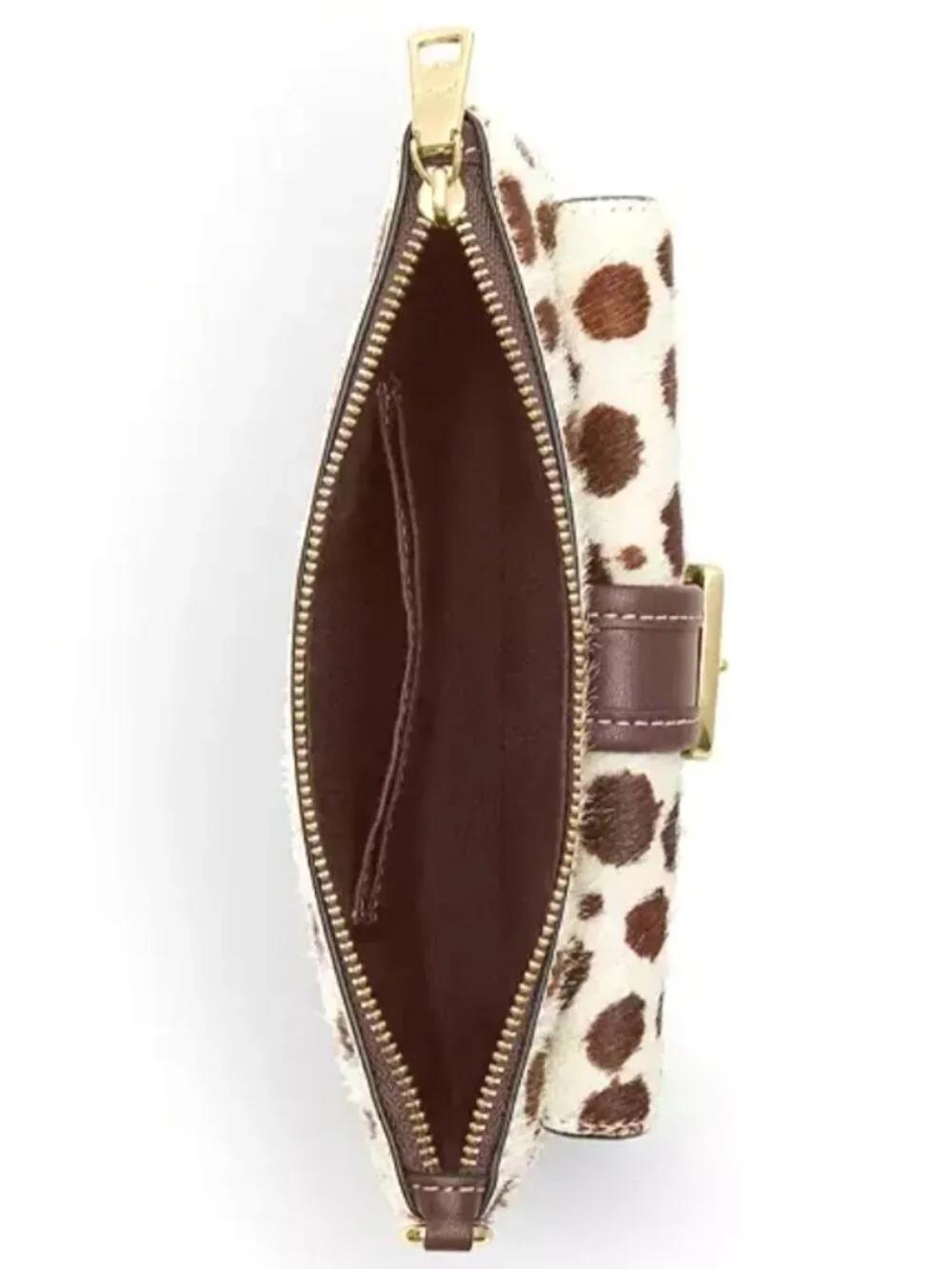 Coach Ashton Haircalf Spotted Animal Print Wristlet in Dark Brown/Chalk, NWT